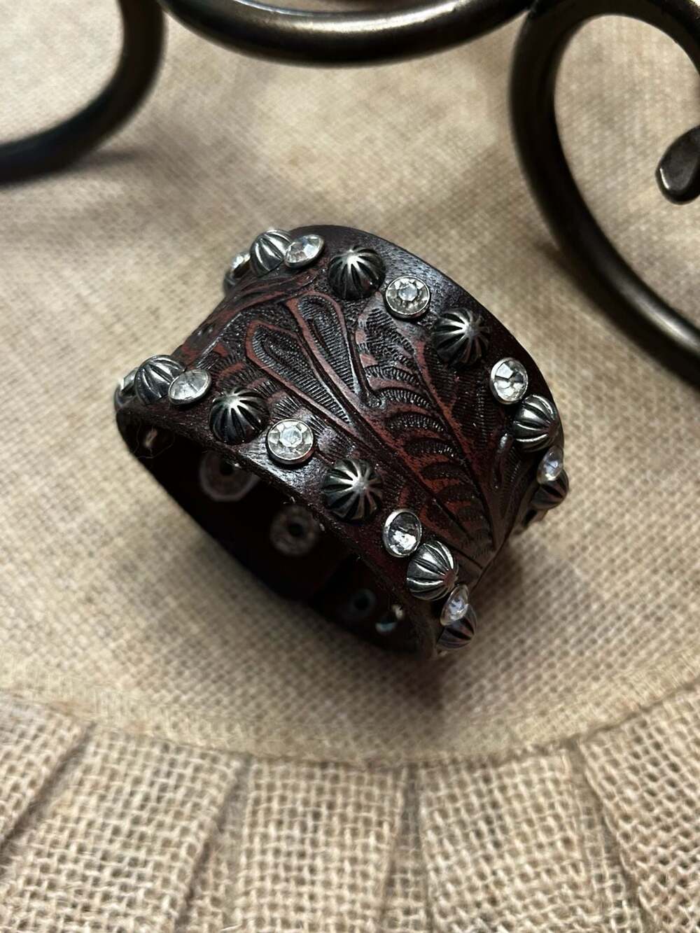 Genuine Leather Black & White Hair-on-Hide Wrap Cuff Bracelet